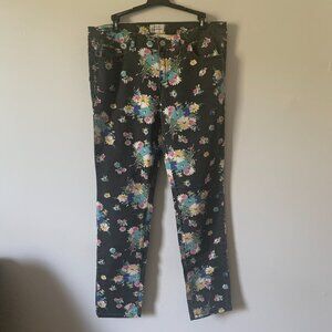 Aeropostale 13/14 Ashley Ultra Skinny Black Floral Jeans Mide Rise